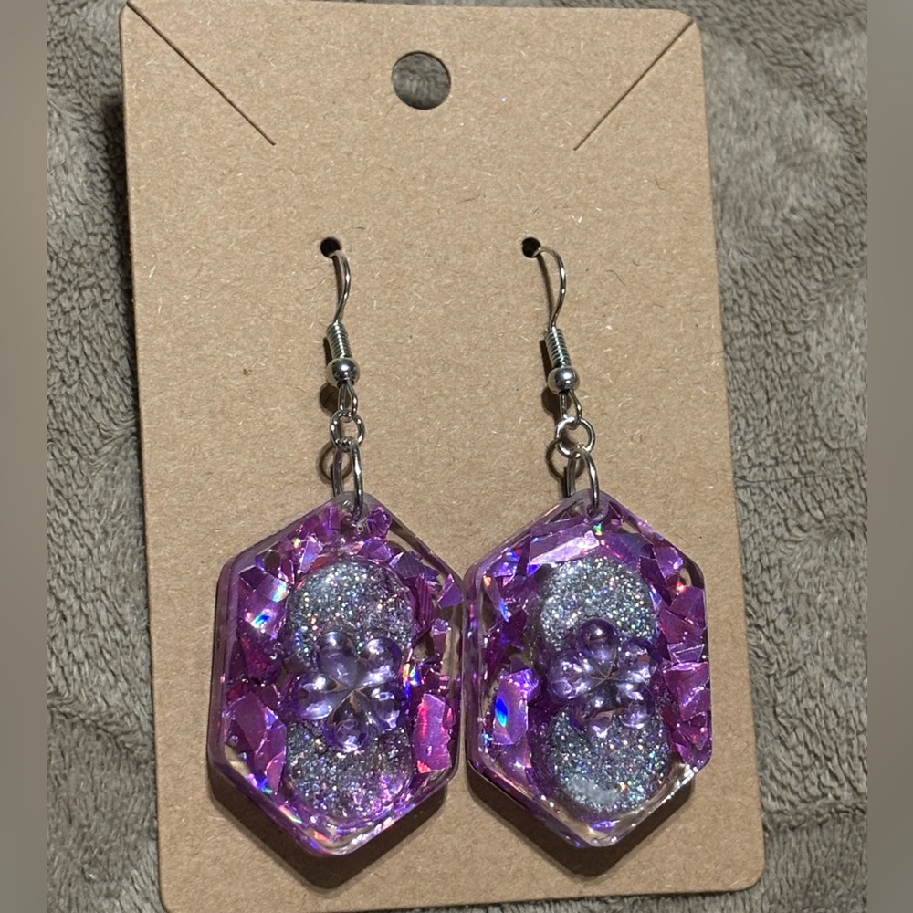 Pink and Purple Confetti Earrings